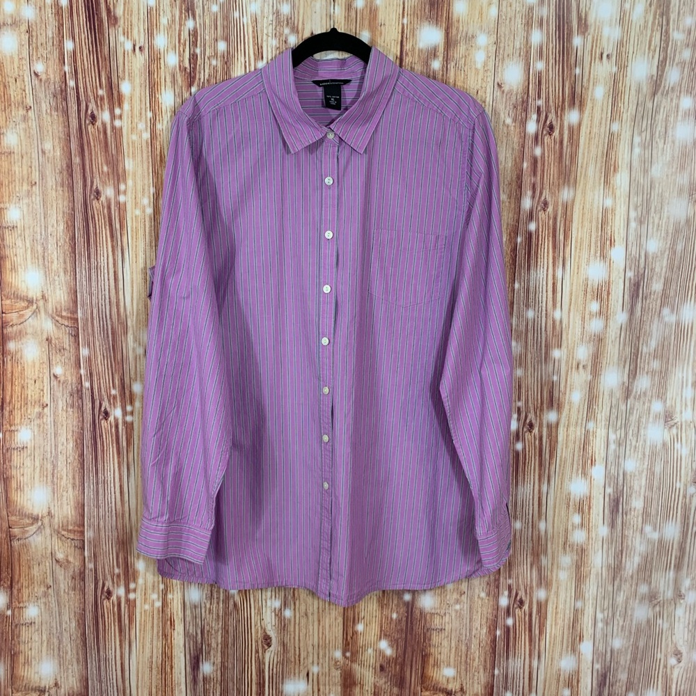 Moda International Mens Long Sleeve Shirt Size Extra Large Pink Black and White